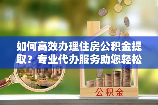 邵阳如何高效办理住房公积金提取？专业代办服务助您轻松搞定
